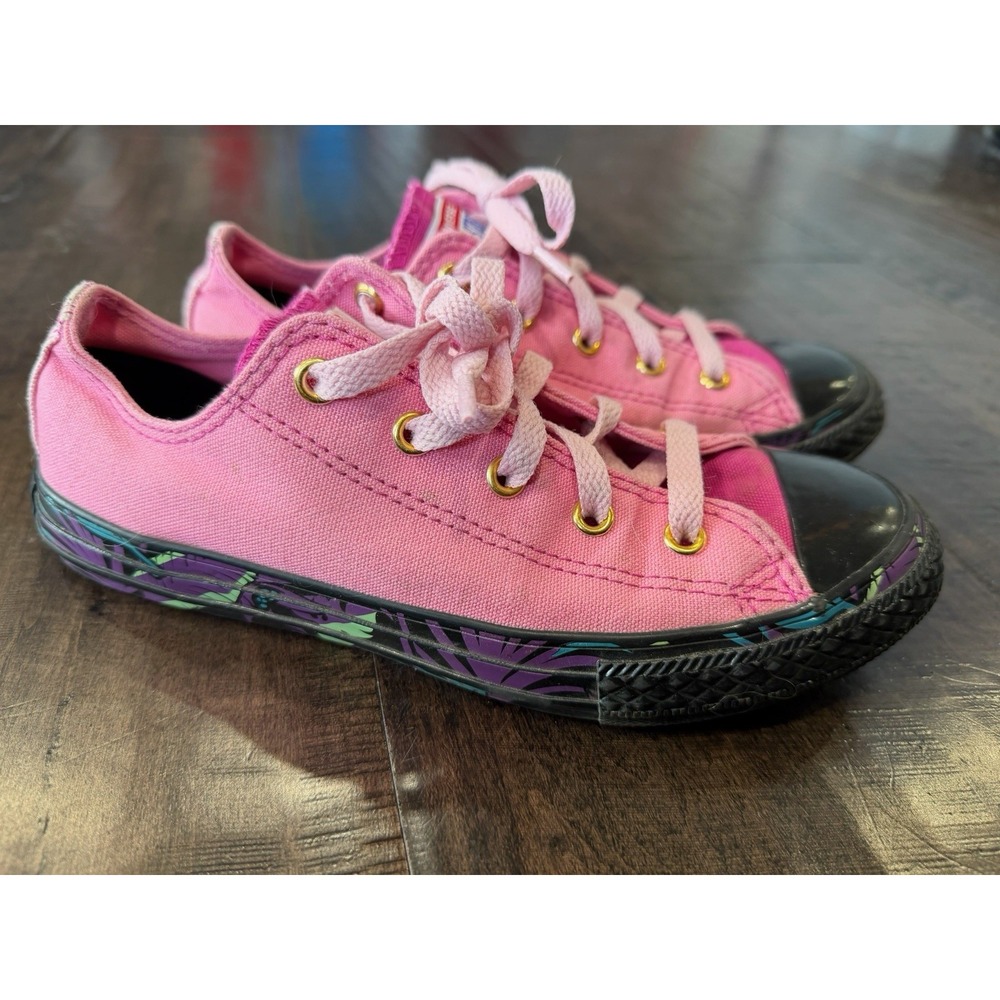 Converse All Star Shoes Juniors 2.5 Black Pink Retro‎ Punk Low Tops